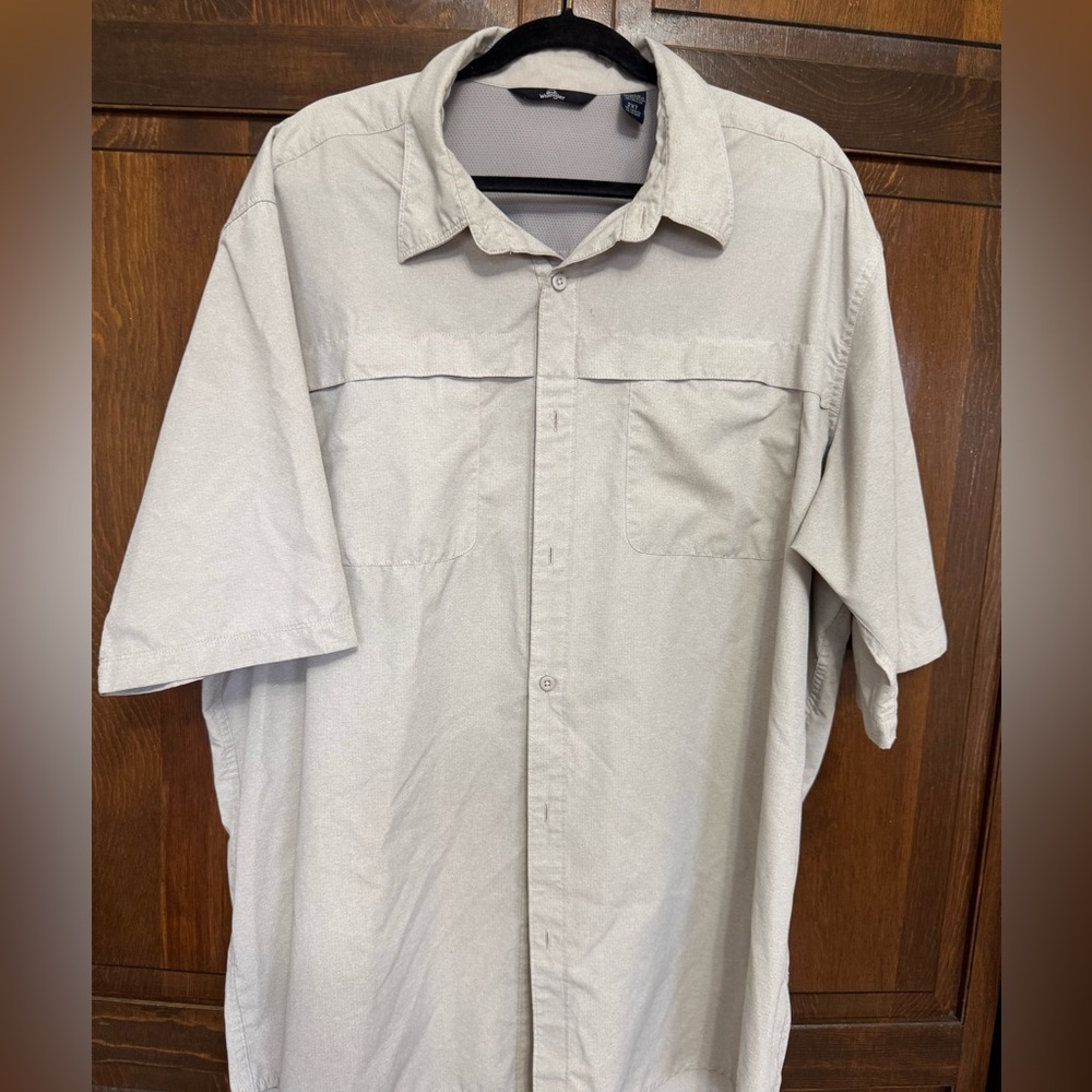 Wrangler Outdoor Fishing Hiking Shirt Beige Short Sleeve Ventilated Mesh 2XT